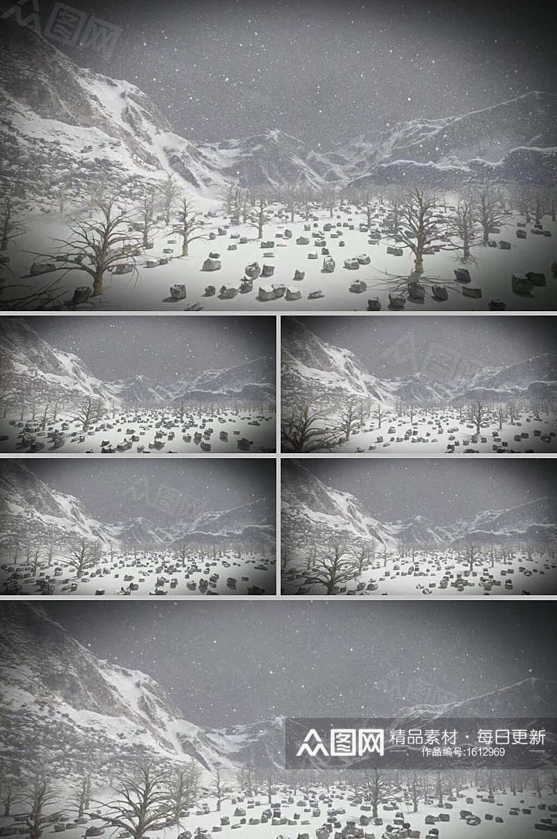 雪景下森林景色背景视频素材