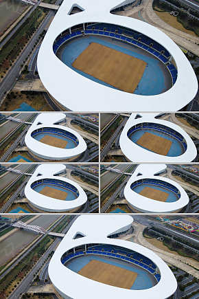 4k航拍南京城市地标青奥公园体育场馆