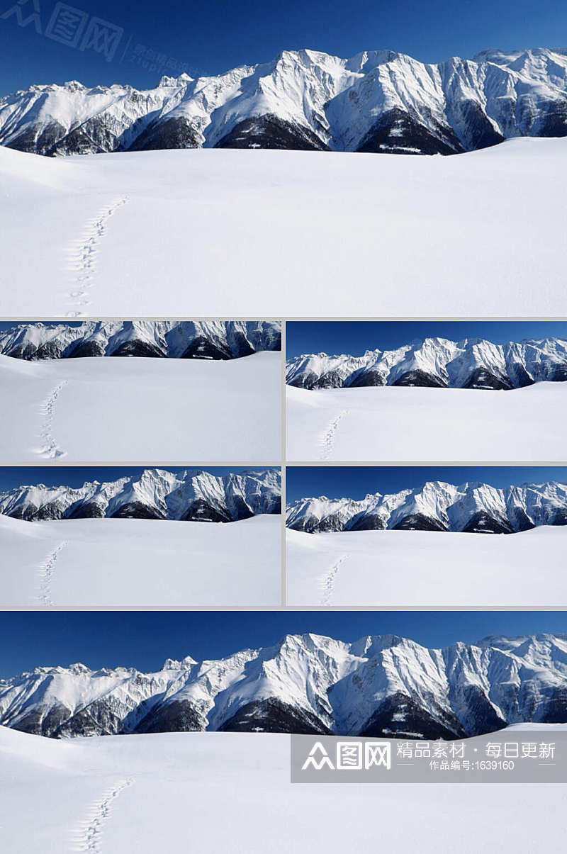 超清实拍雪地上的脚印视频素材素材