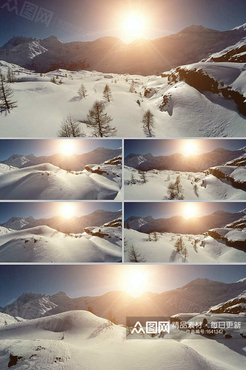 极致美丽的日出中的雪景视频素材素材