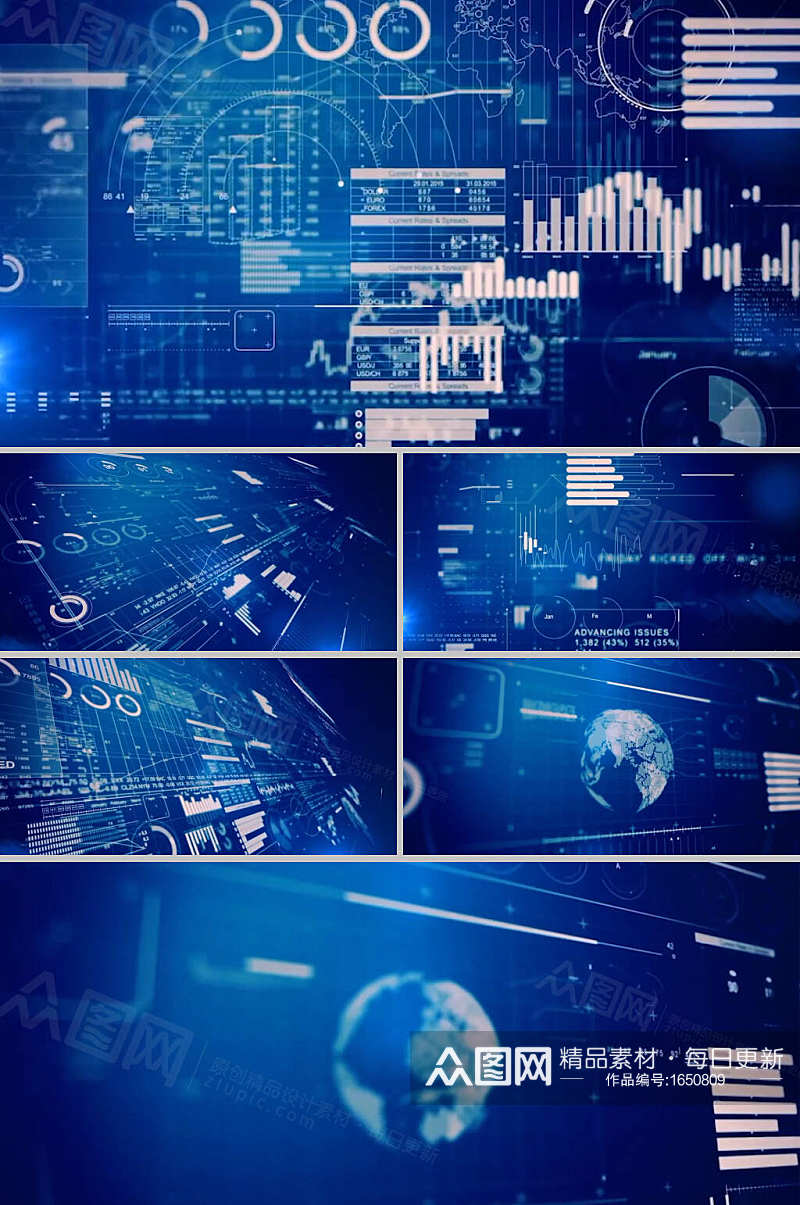 蓝色科技数据分析企业宣传背景视频素材