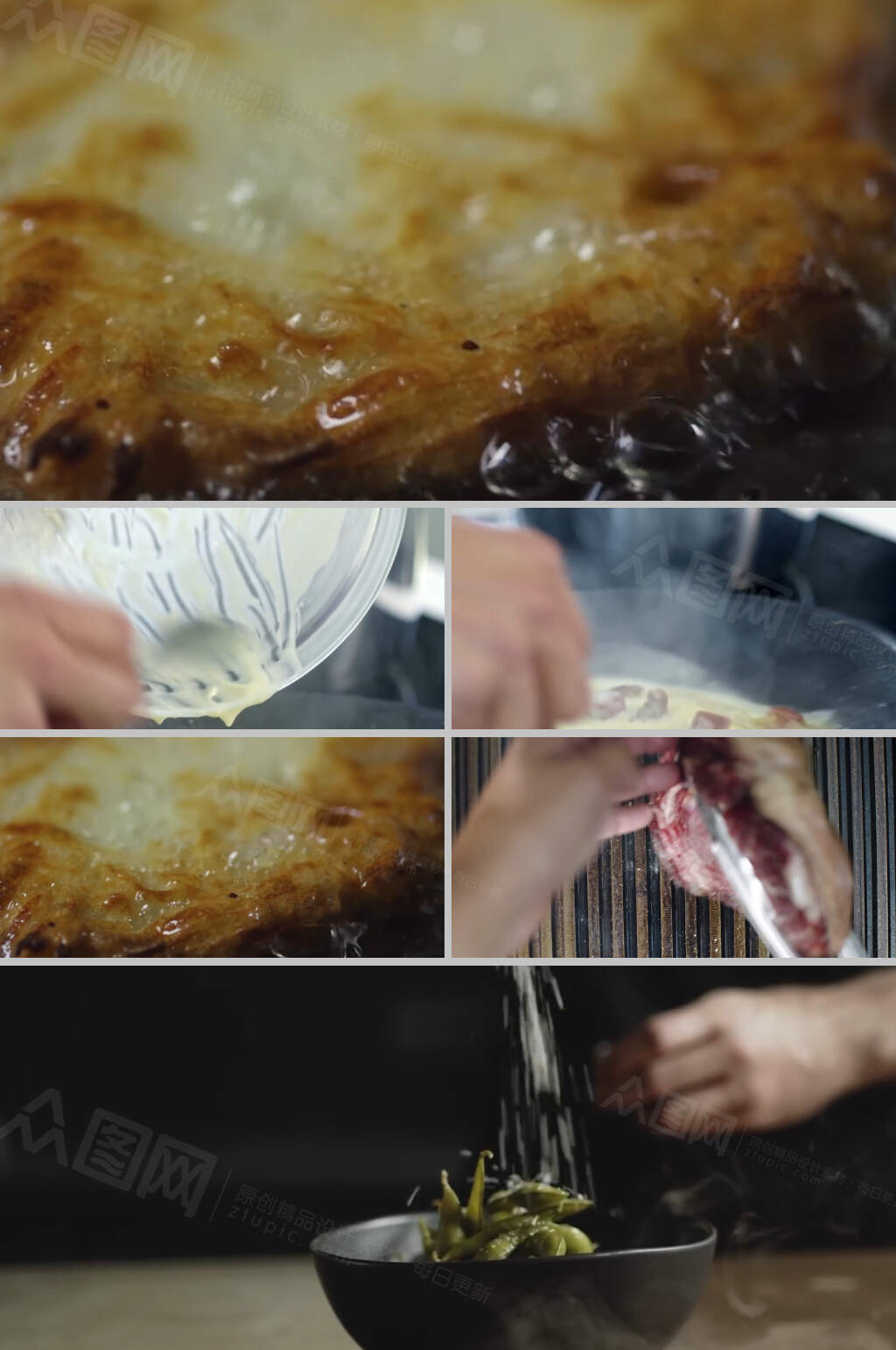 实拍制作食物牛排肉类食品素材