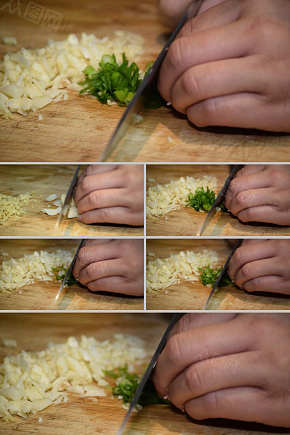 实拍刀切蒜末葱末视频