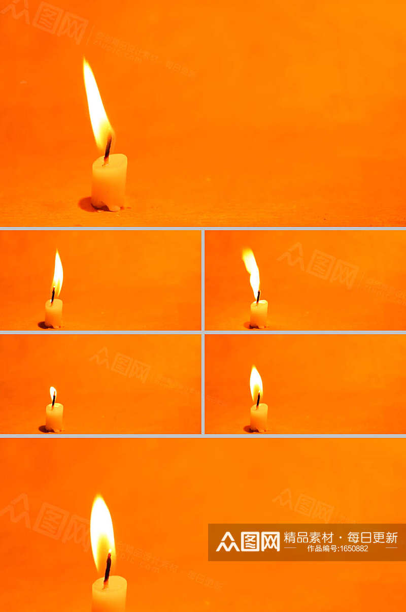 橙色背景蜡烛燃烧背景视频素材