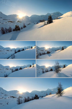 震撼的日出下山脉的雪景视频素材