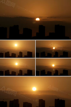 延迟摄影夕阳太阳落上城市景色视频