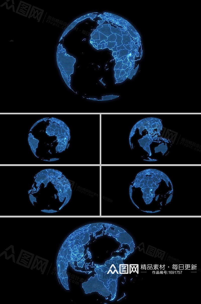蓝色粒子星球展示合成企业宣传视频素材