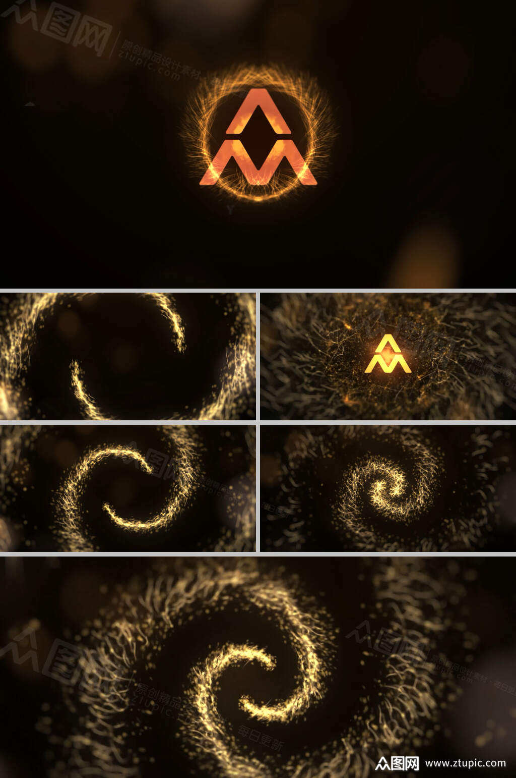 黄金粒子旋转动画logo片头ae模板