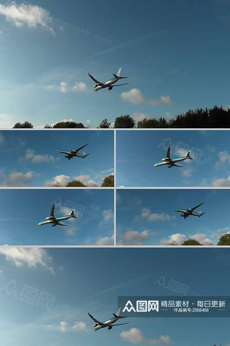 实拍仰拍客机飞机划过展示企业宣传视频素材