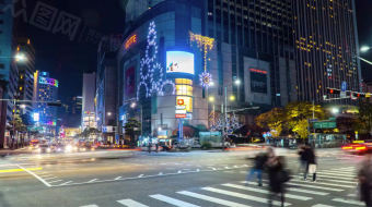 4k国外旅游夜晚街道延迟摄影景色视频-众图网