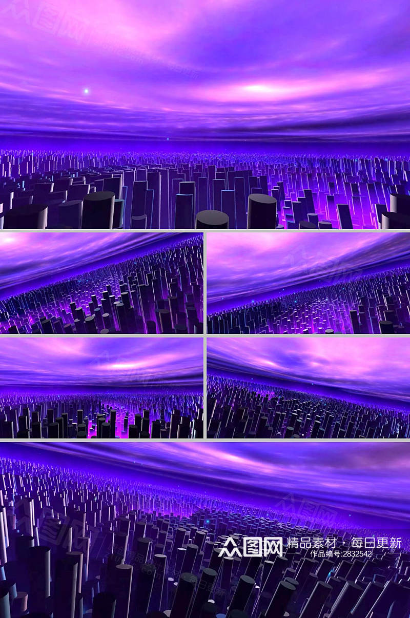 宽屏幕视频紫色炫酷动感空间舞台led视频素材