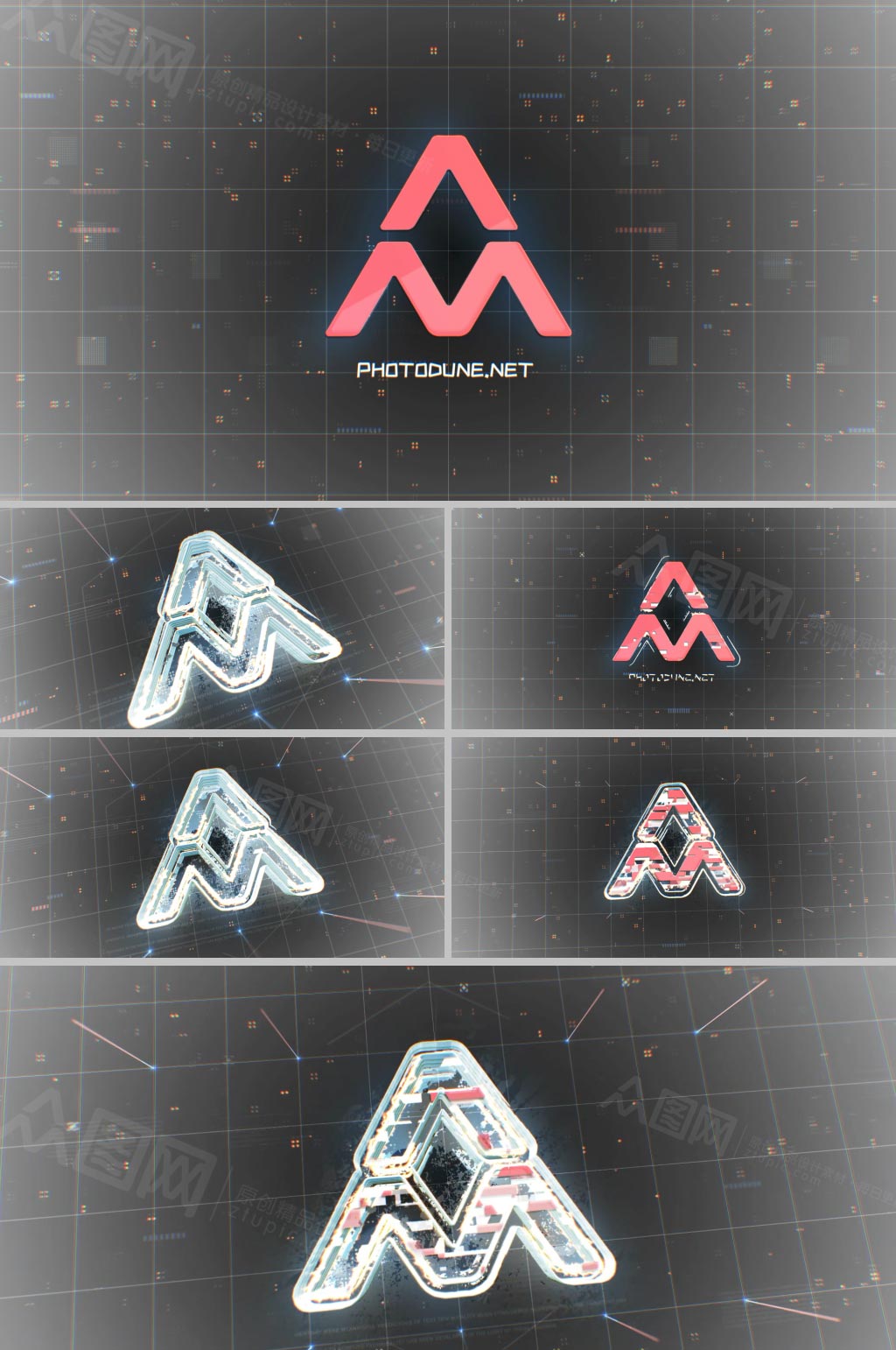 科技霓虹灯能量演绎LOGO效果AE模板素材