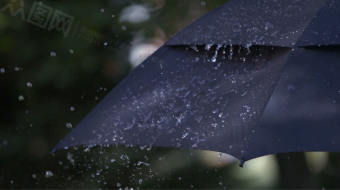 慢镜头下雨天滴落在雨伞上视频-众图网