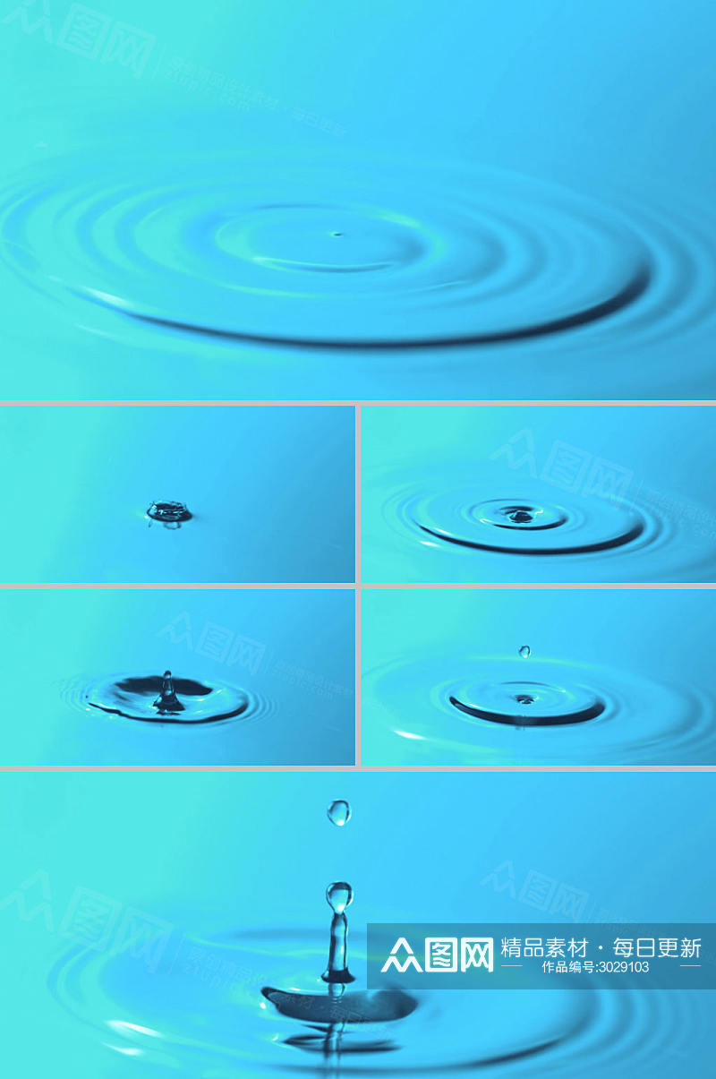 水滴落在水中慢镜头视频素材