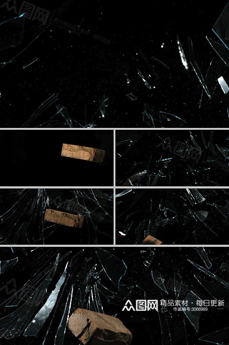 砖头击碎玻璃展示视频素材素材