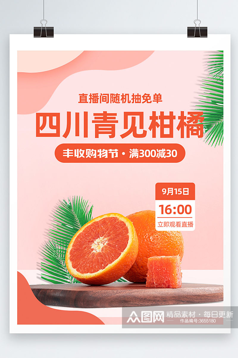柑橘水果促销活动海报设计素材