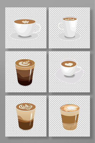 扁平化风格咖啡饮品元素插画