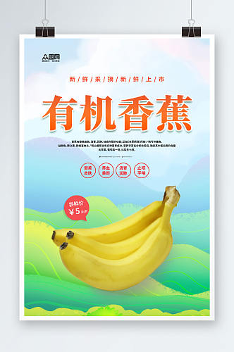 有机新鲜香蕉水果海报