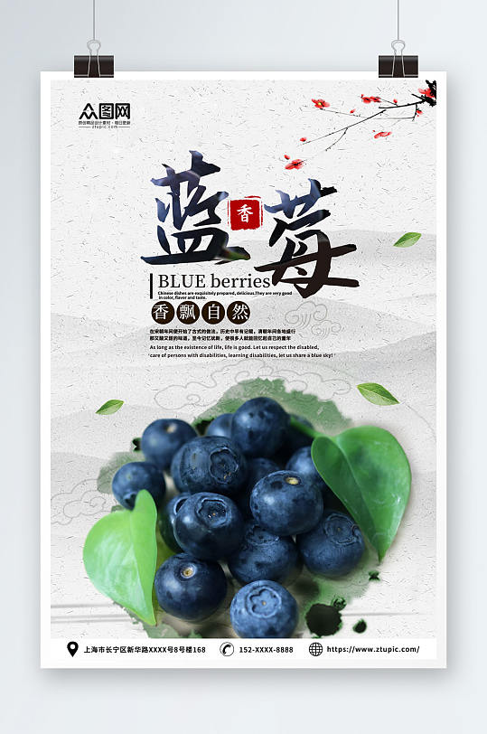 蓝莓水果店图片海报