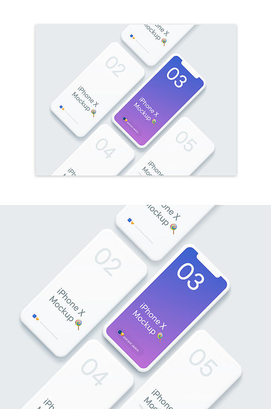 清爽手机UI界面贴图样机-众图网