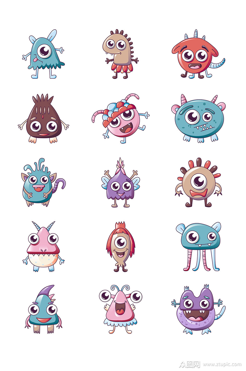 精美卡通小怪兽元素素材