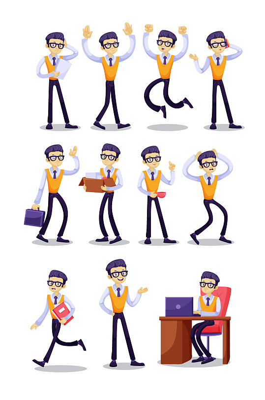 职业经理人卡通元素-众图网