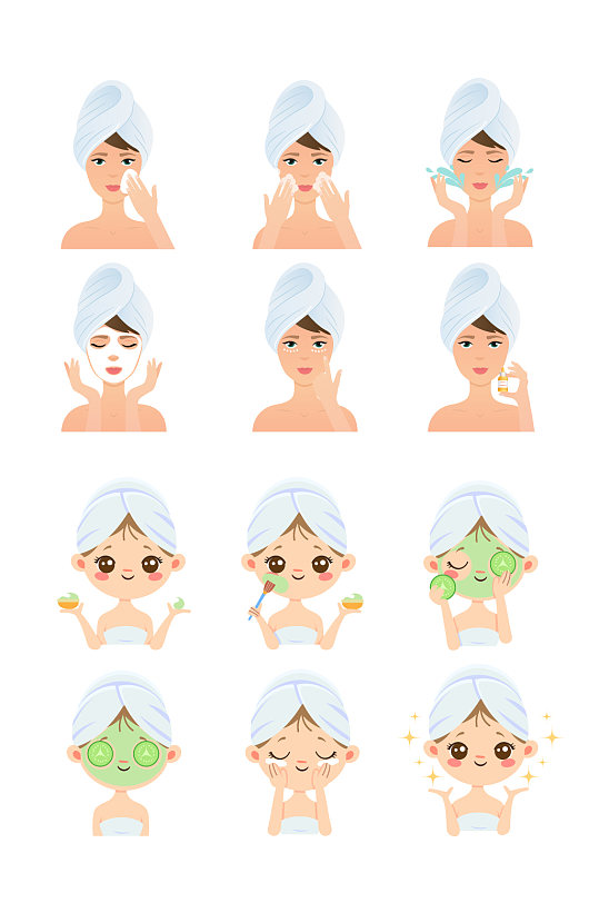 美容护肤步骤元素