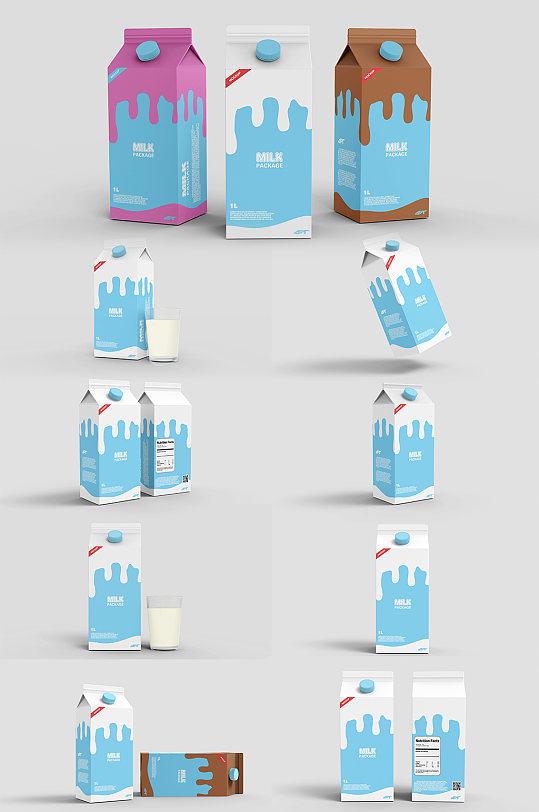牛奶饮料瓶包装盒贴图饮料样机