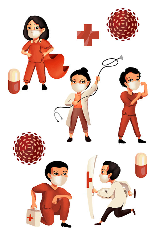 医疗防疫医生抗病毒 元素