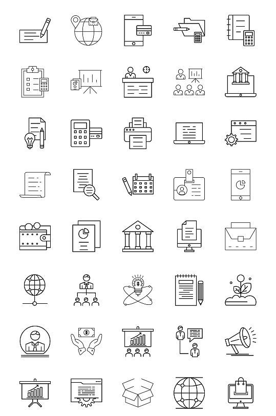 办公商务运营线性图标