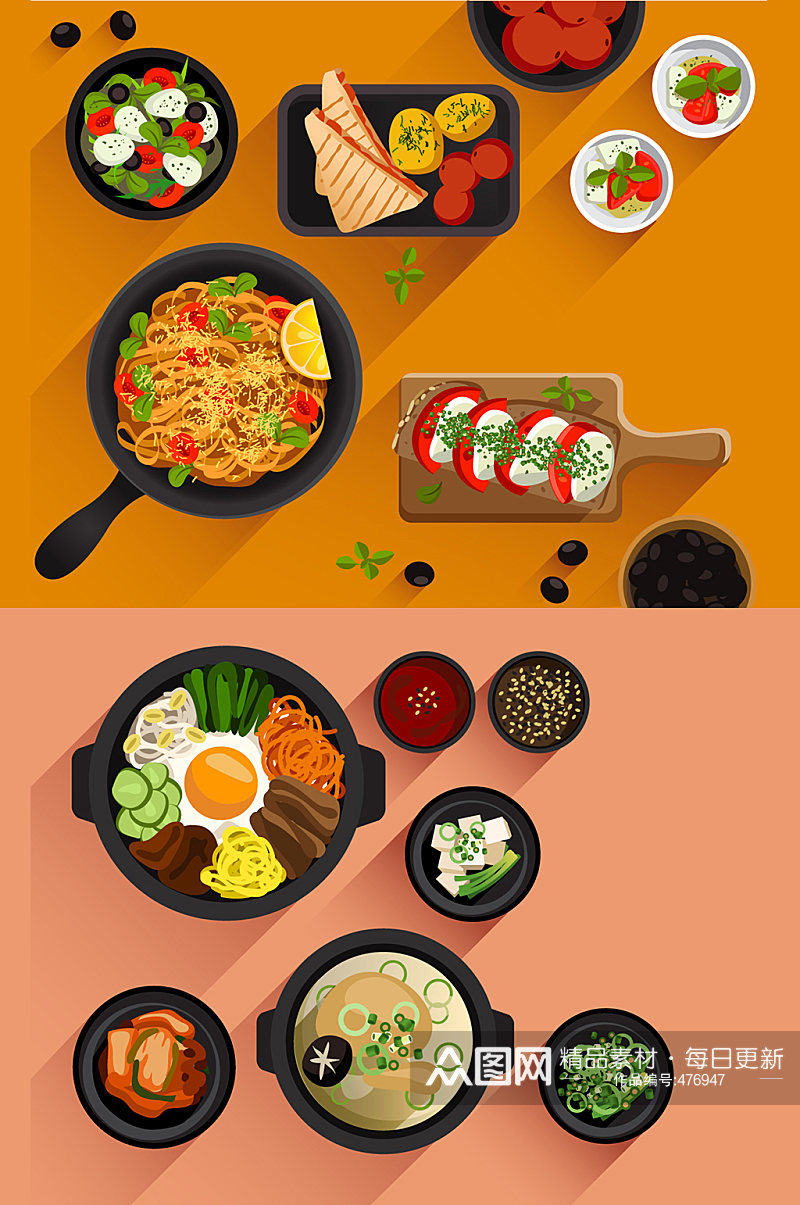 日式料理菜品插画素材