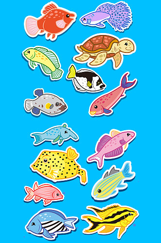 海洋鱼类卡通元素