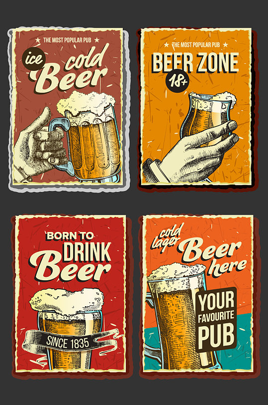 复古潮流啤酒海报背景