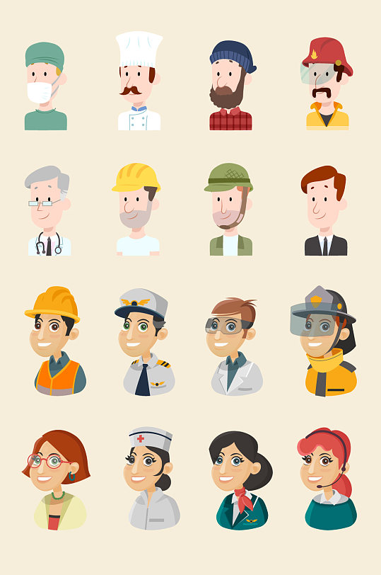 好看的卡通职业角色头像-众图网