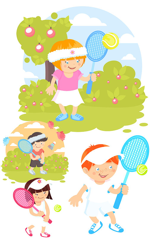 手绘卡通儿童运动