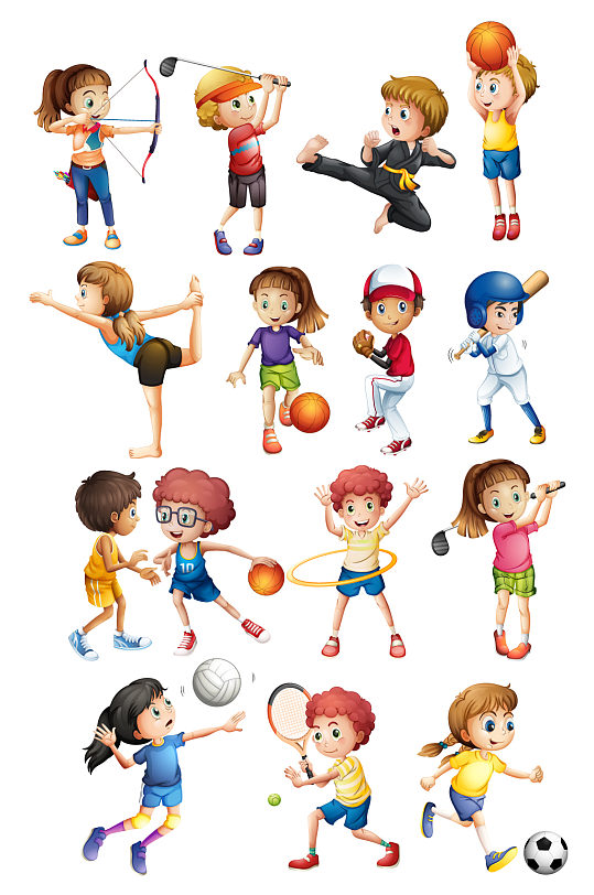 卡通儿童体育运动元素