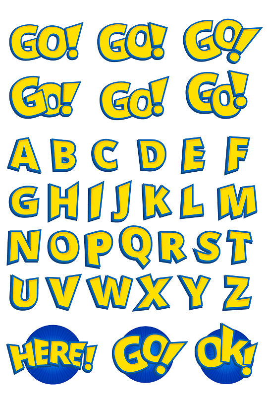 手绘海报英文字母矢量元素