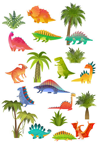 热带雨林矢量恐龙