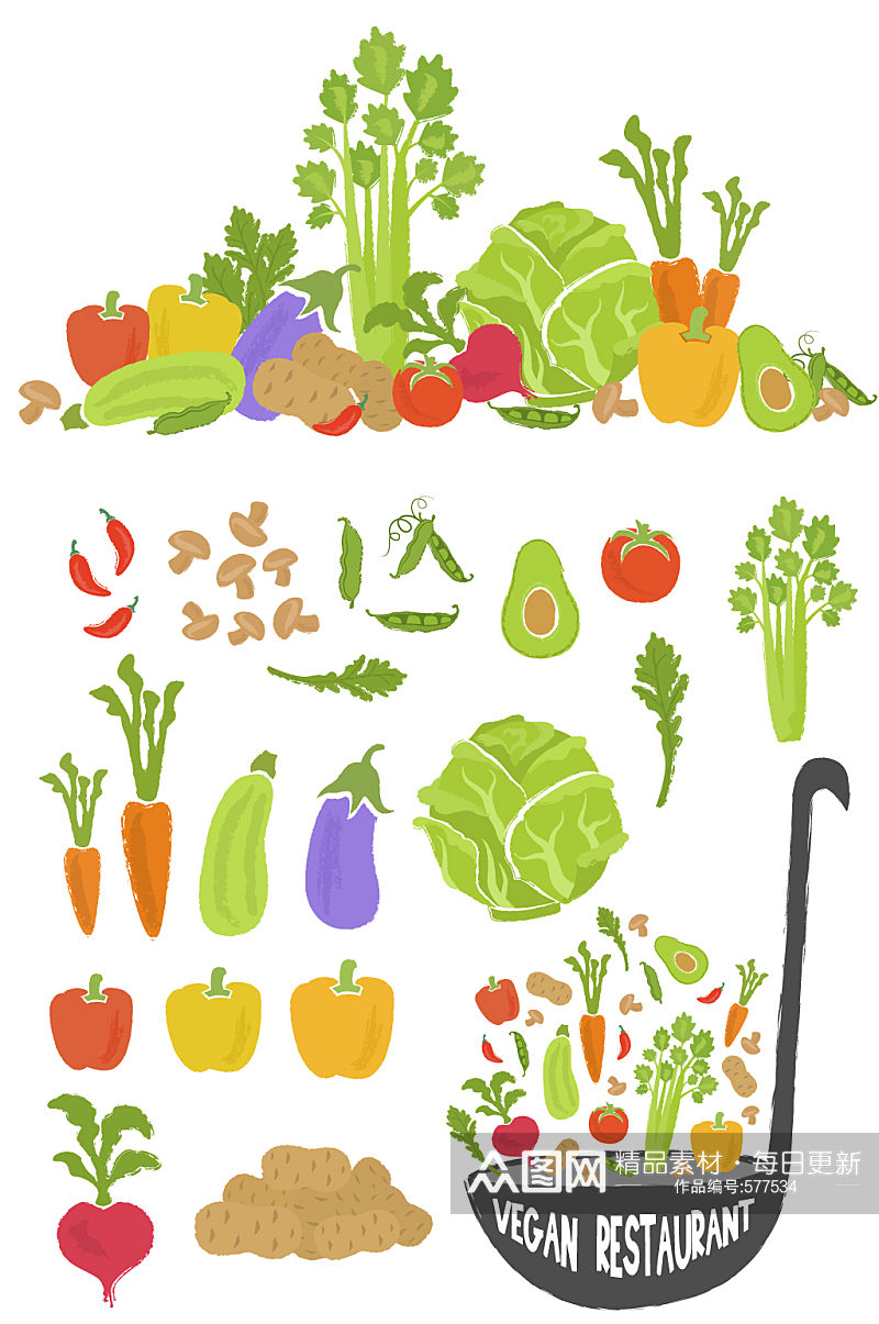 矢量蔬菜卡通手绘素材