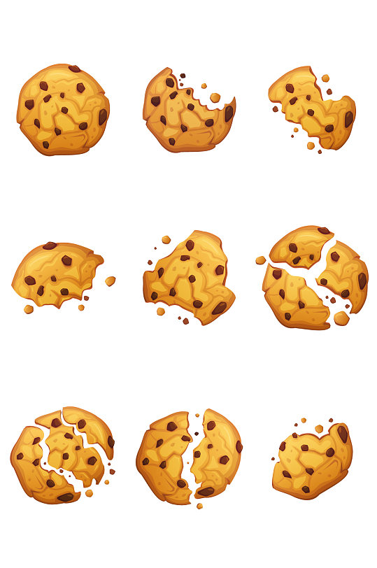 曲奇饼干矢量元素-众图网