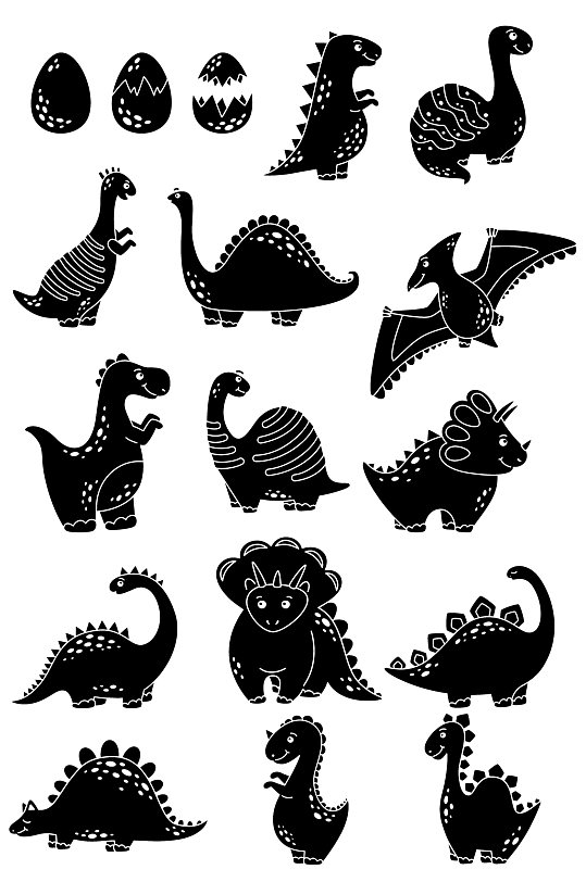 卡通恐龙剪影元素