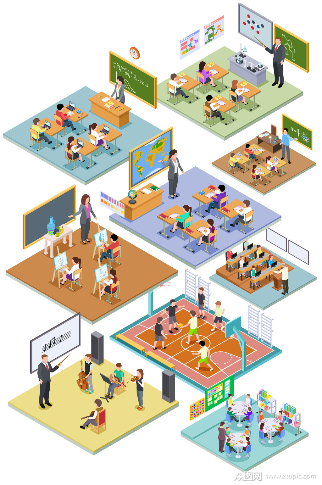 学校培训教育场景插画模板下载-编号595880-众图网