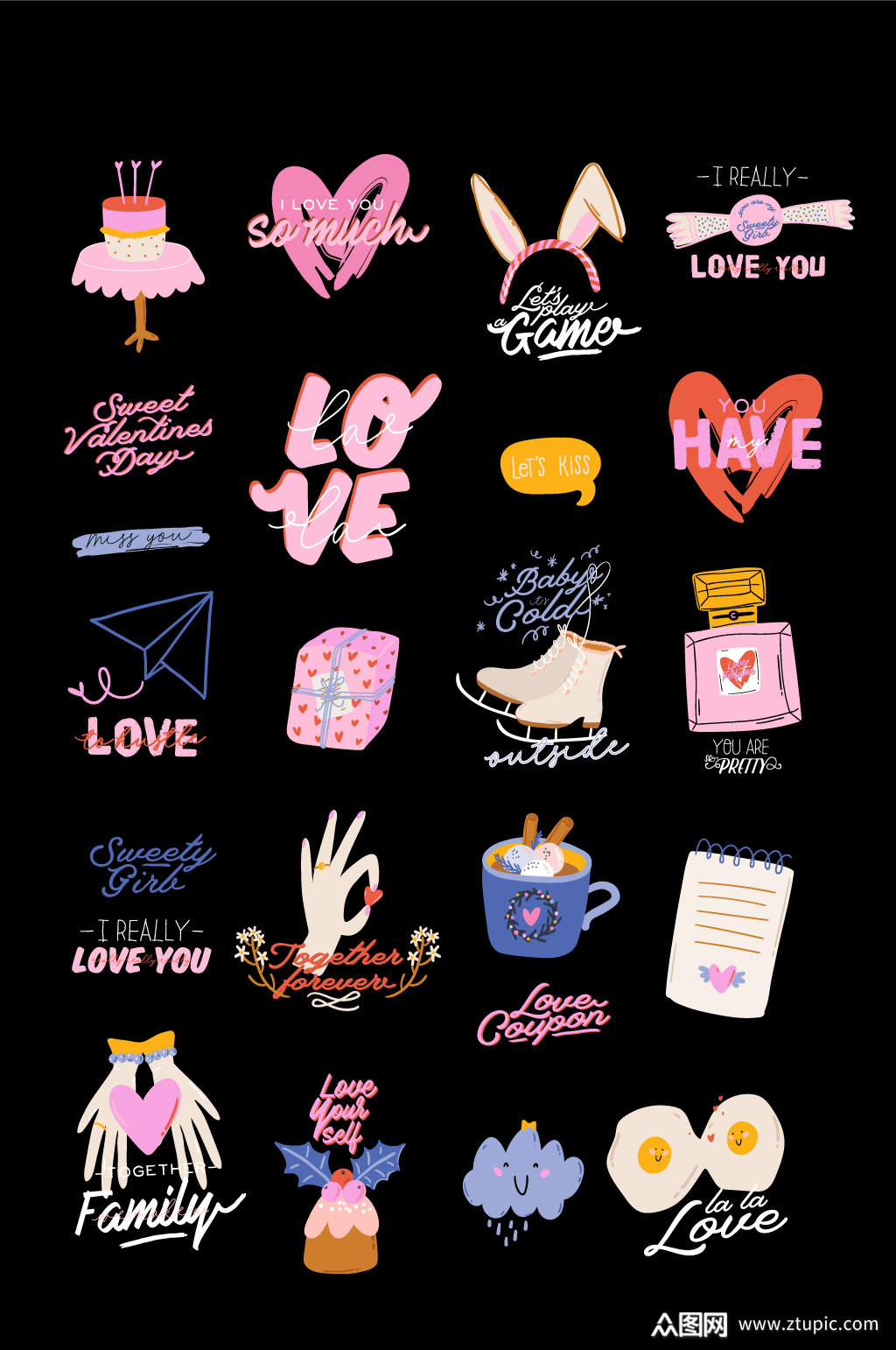 时尚潮流插画元素不干胶图案素材