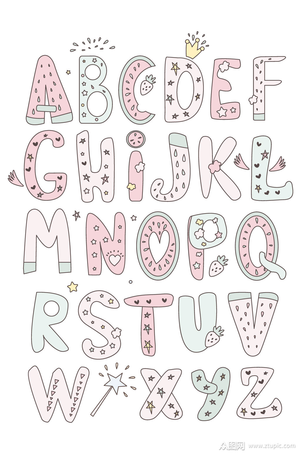 可爱英文字母元素