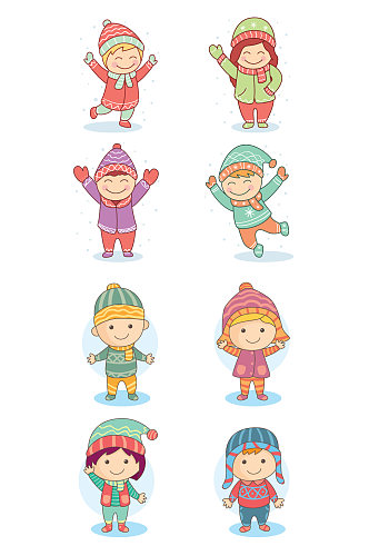 冬季打雪仗卡通儿童元素