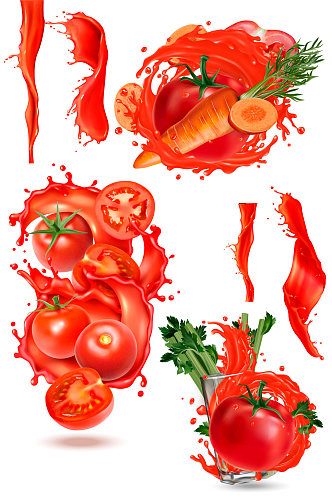 西红柿胡萝卜芹菜果蔬汁元素