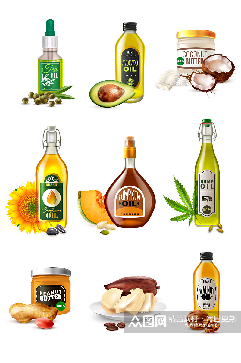 橄榄油榛果油产品元素素材