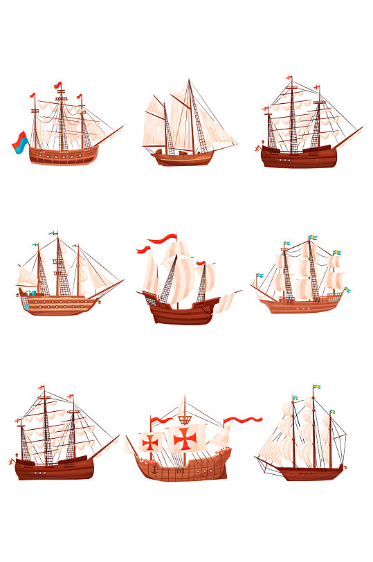 木质航海帆船元素