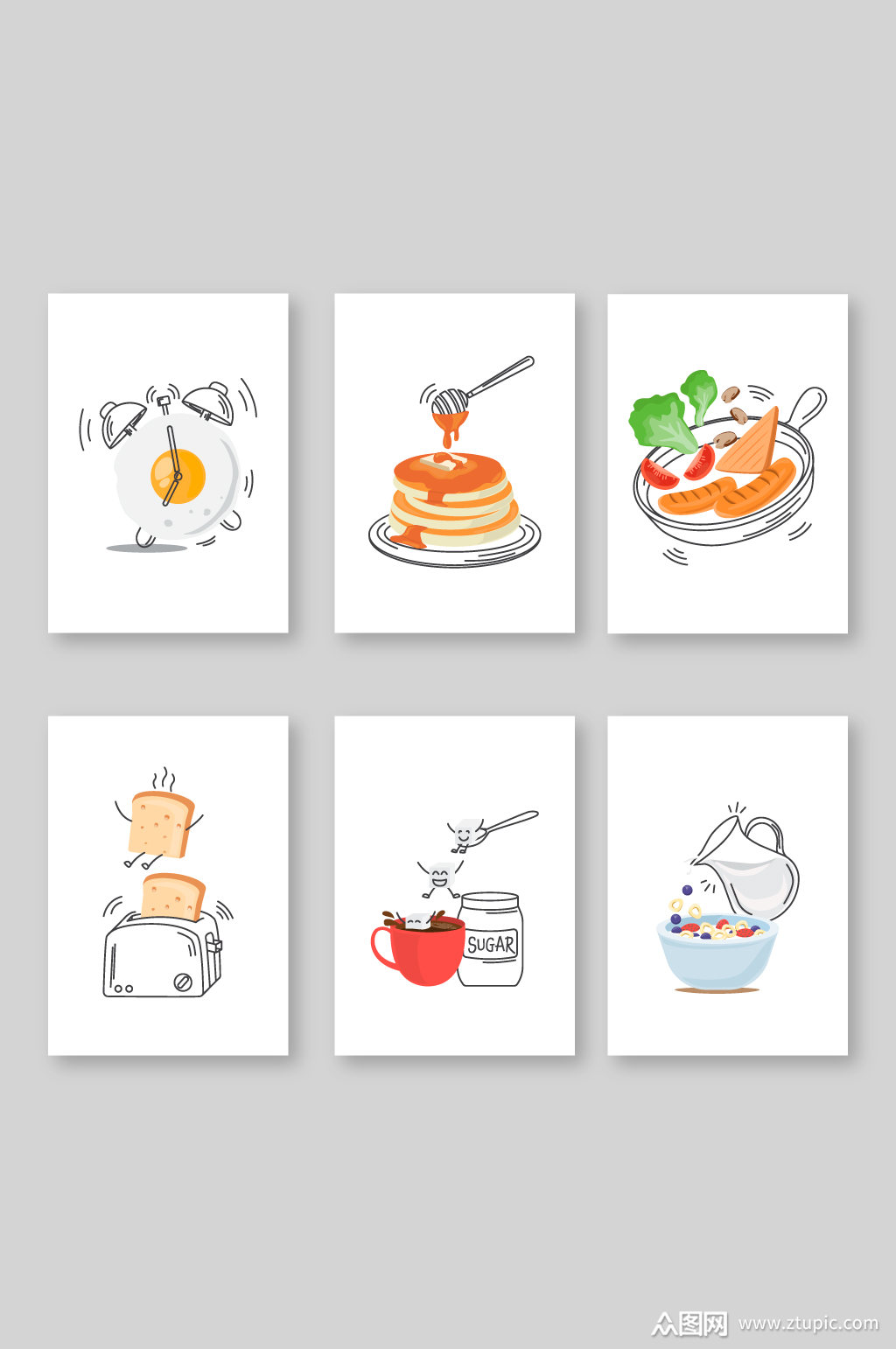 手绘西餐简笔画元素