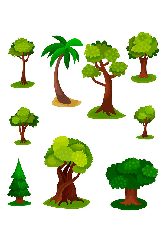 手绘树木矢量元素